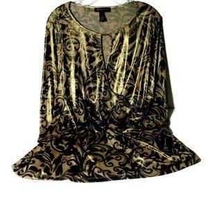 INC Woman Gold Holiday Blouse Top 1X